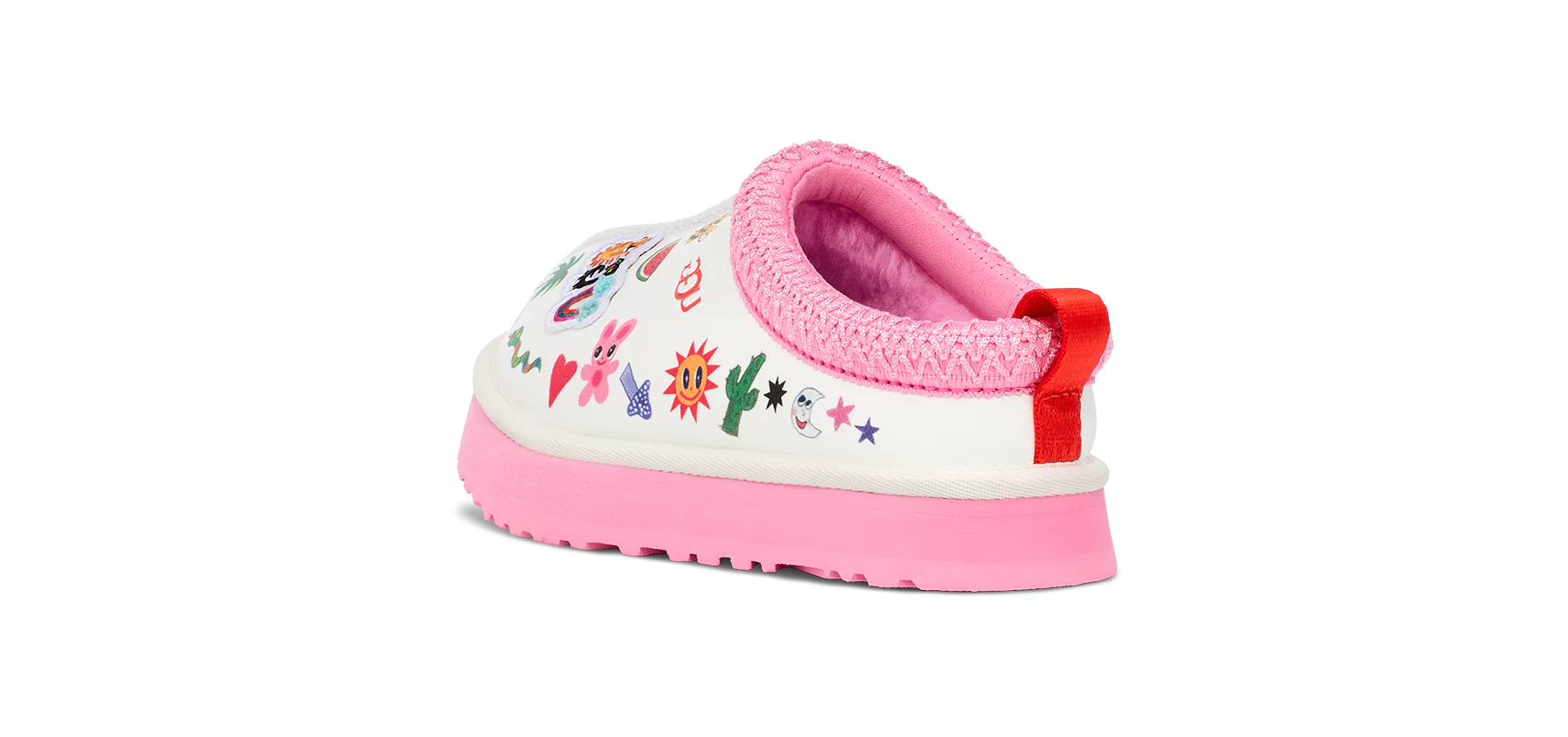 UGG Tazz Slipper Humberto Cruz Pop Sketch (Kids), White/Pink (1154433K-WHT)