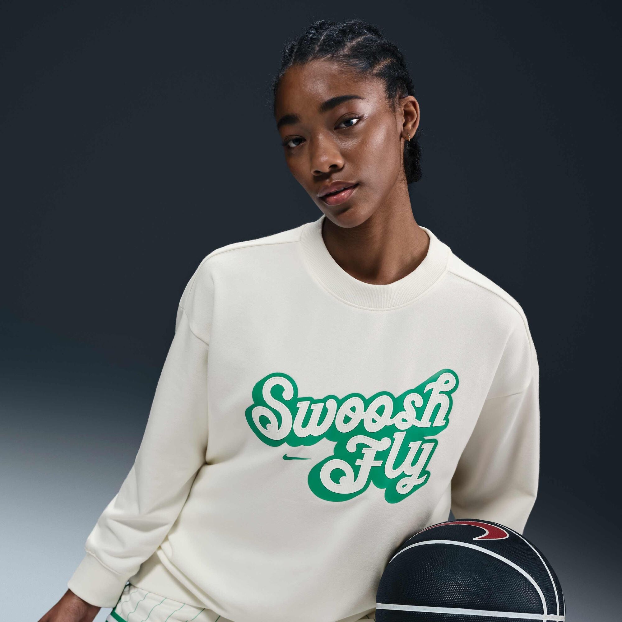 Nike Swoosh Fly Dri-FIT Oversized French Terry Basketball Sweatshirt Armoury Navy/Light Orewood Brown