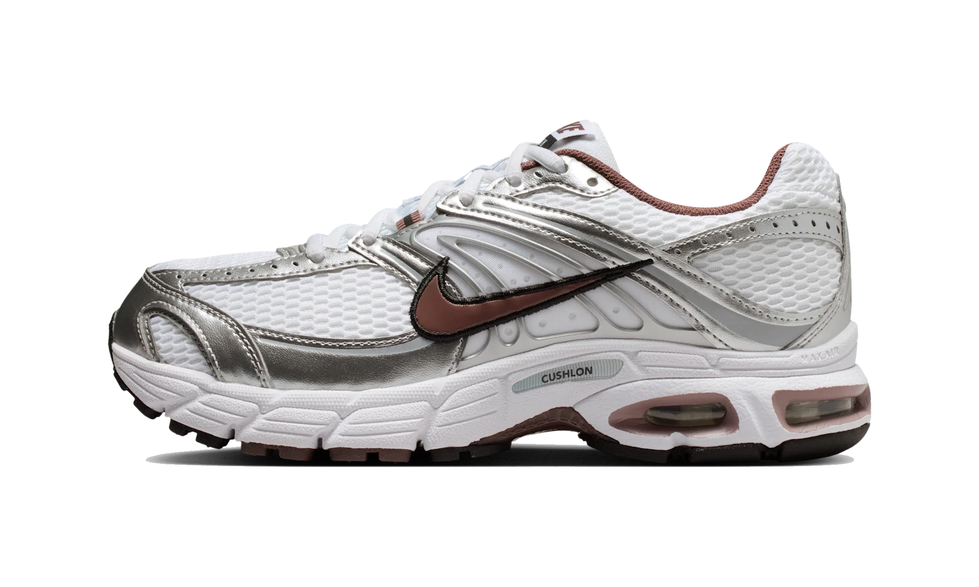 Nike Air Max Moto 2K shoes with reflective accents White/Metallic Silver/Black/Tattoo