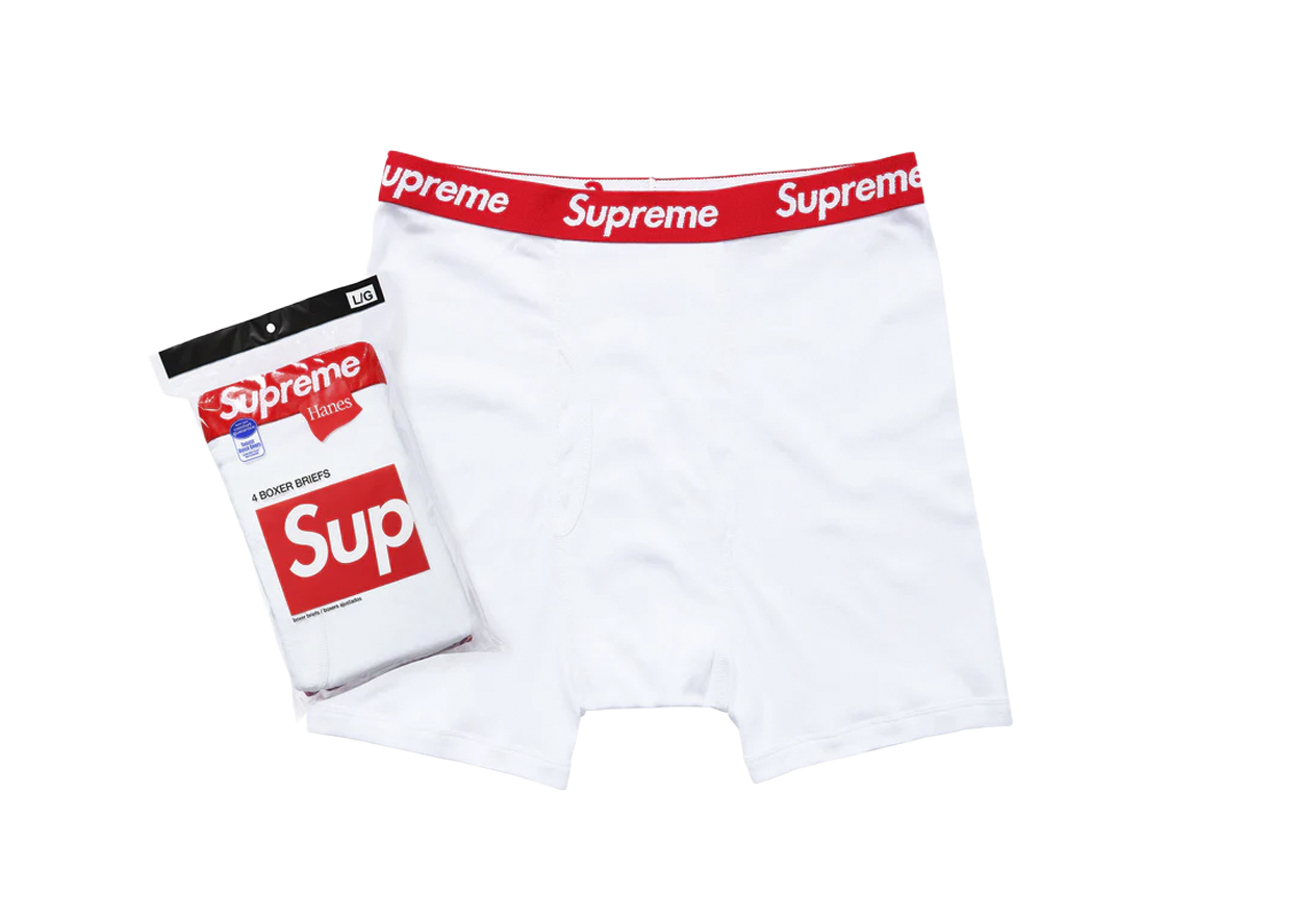 Supreme Hanes Boxer Briefs White (4 Pack)