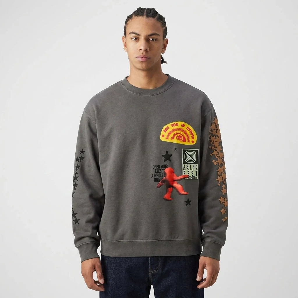 Travis Scott Houston Crewneck Grey