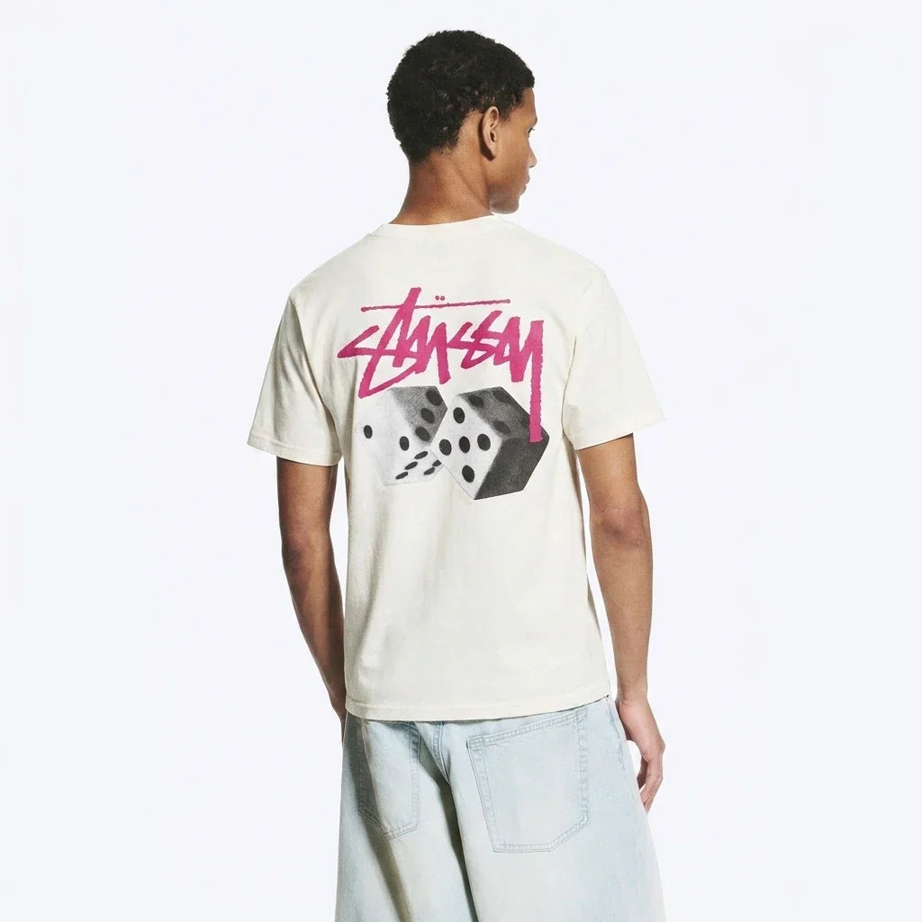 Stussy Roll The Dice Pig Dyed T-Shirt White