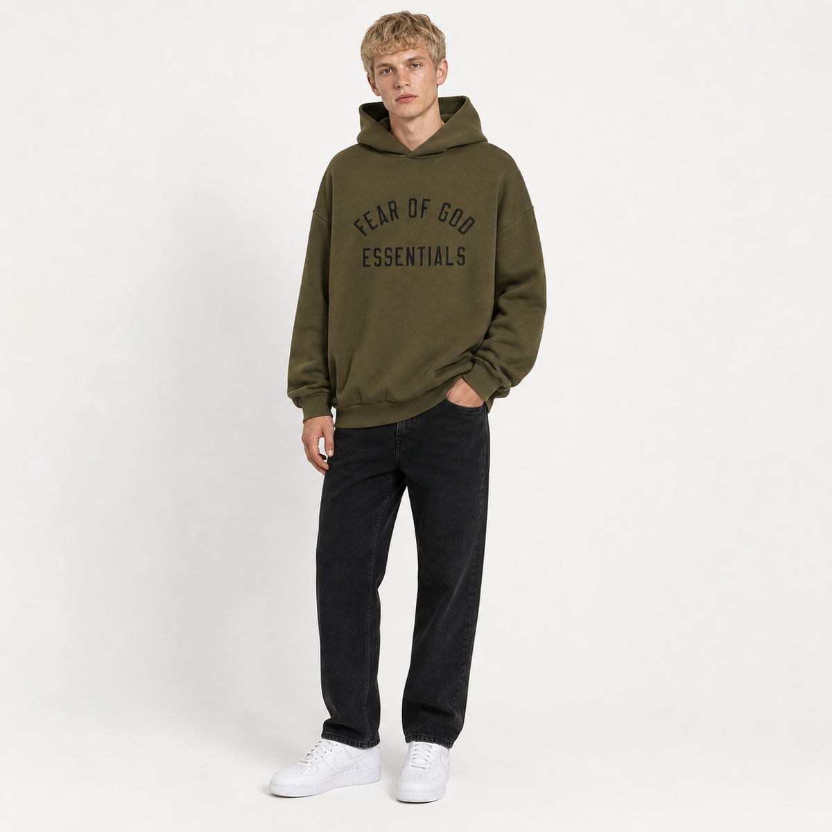 Fear of God Essentials Fleece Hoodie Olive