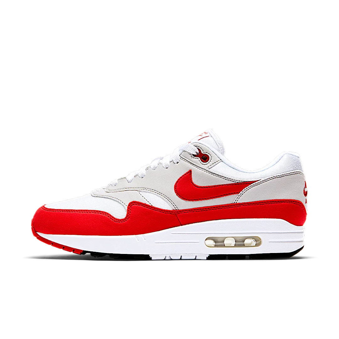 Nike Air Max 1 Anniversary Red (2017/2018 Restock Pair), White/University Red-Neutral Grey-Black (908375-103)