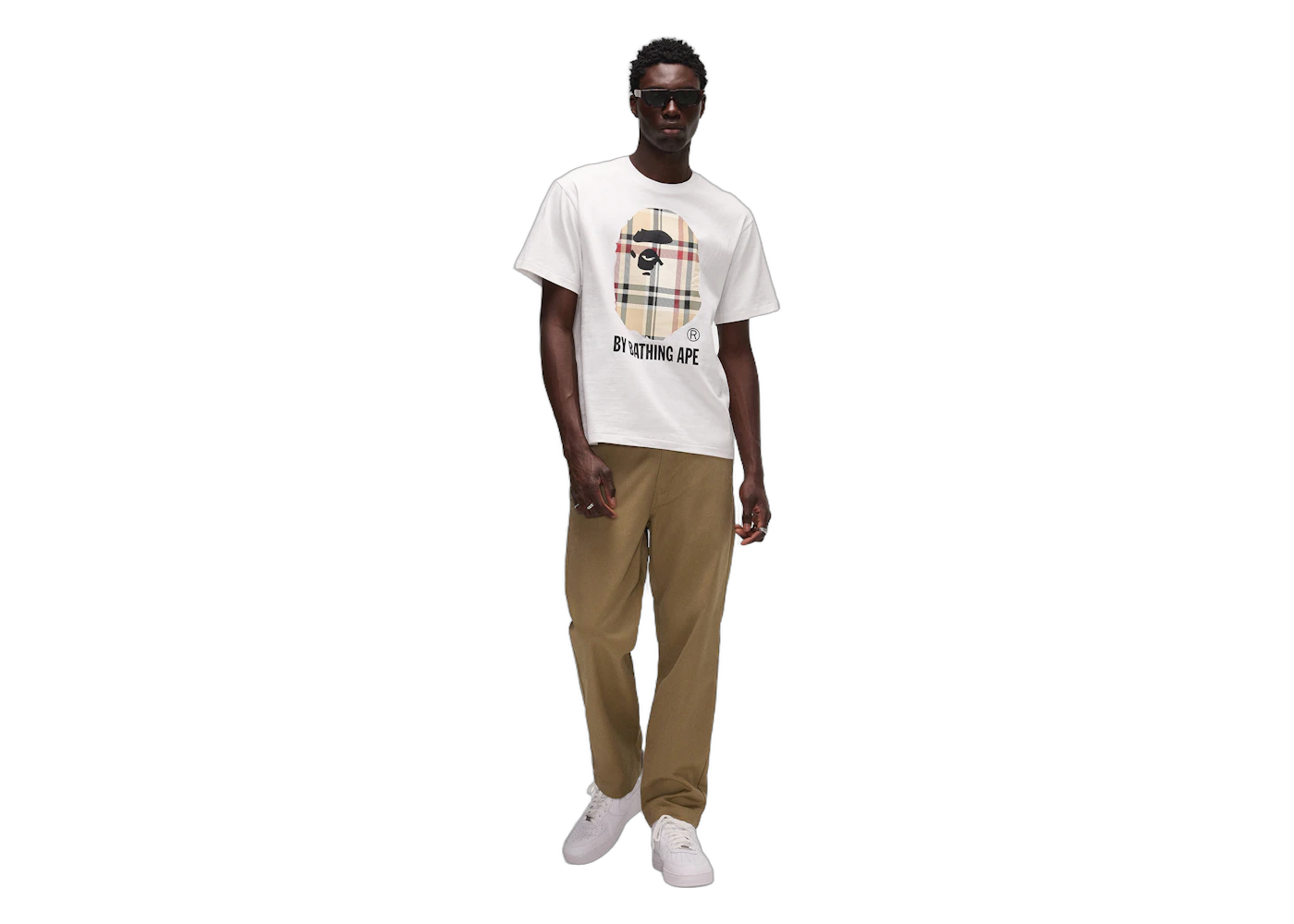 BAPE A Bathing Ape Check by Bathing Tee White/Beige