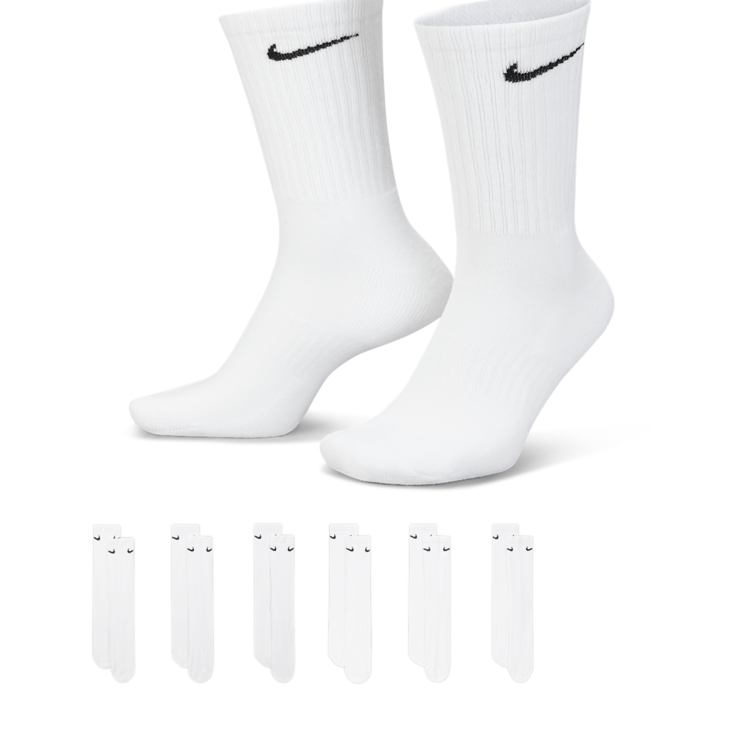 Nike Everyday Cushioned Crew Socks (6 Pairs) White/Black