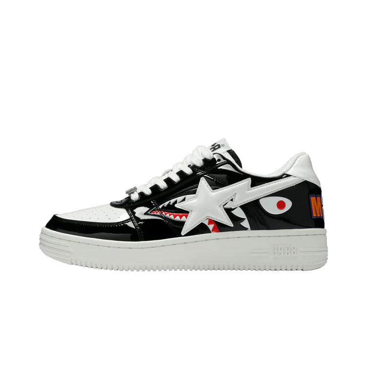 A Bathing Ape Bape Sta Low Color Block Shark Black, Black/White (1G80191009-BLK)