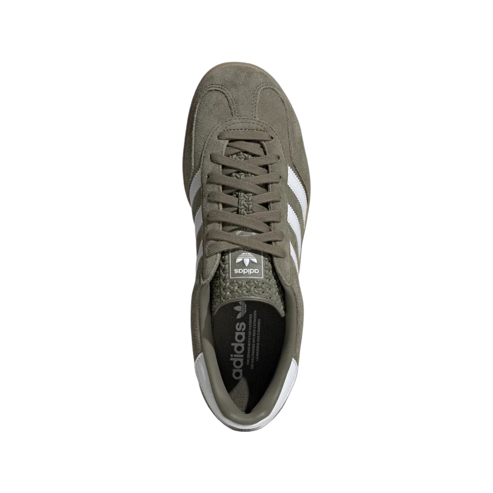 Adidas Gazelle Indoor Olive Strata Cloud White Gum, Olive Strata/Cloud White/Gold Metallic (JQ0174)