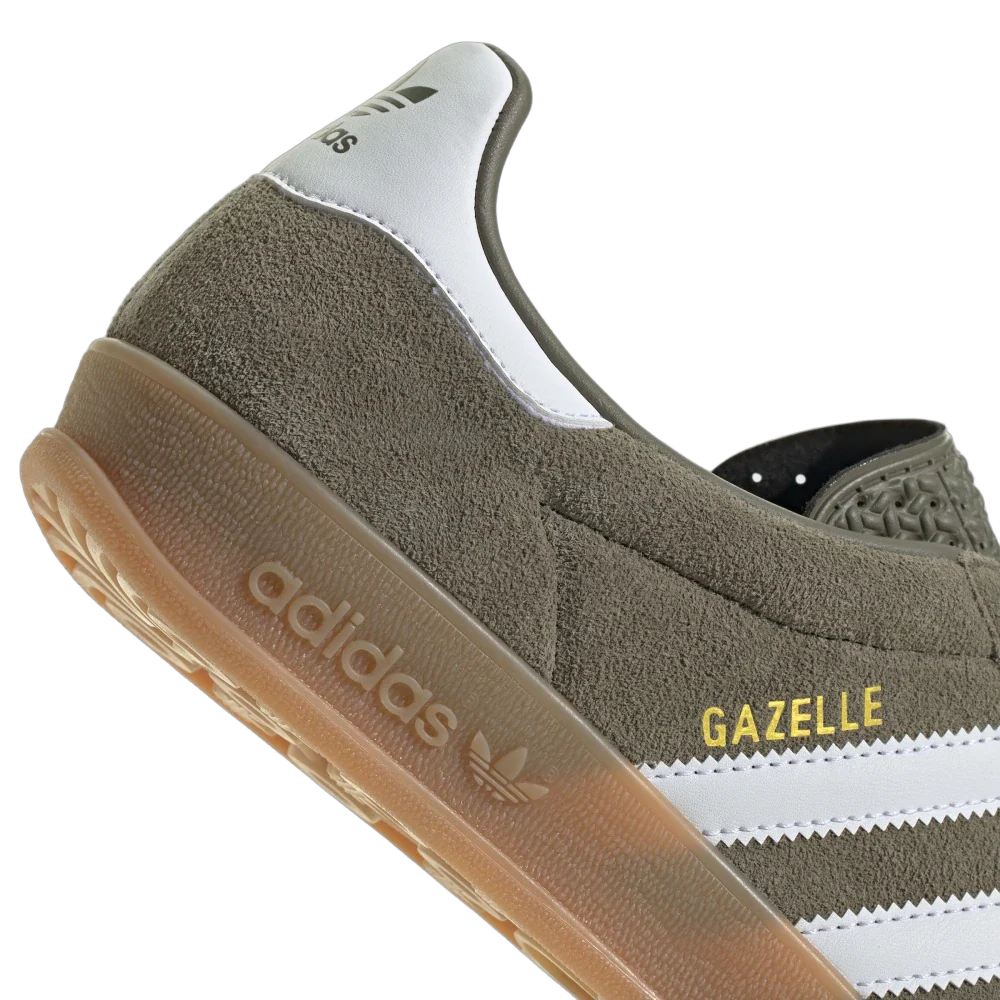 Adidas Gazelle Indoor Olive Strata Cloud White Gum, Olive Strata/Cloud White/Gold Metallic (JQ0174)