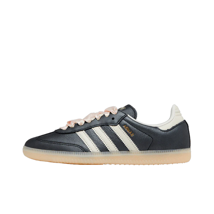 Adidas Samba OG Black Pink Ribbon Laces, Black/Beige/Pink (IH8047)