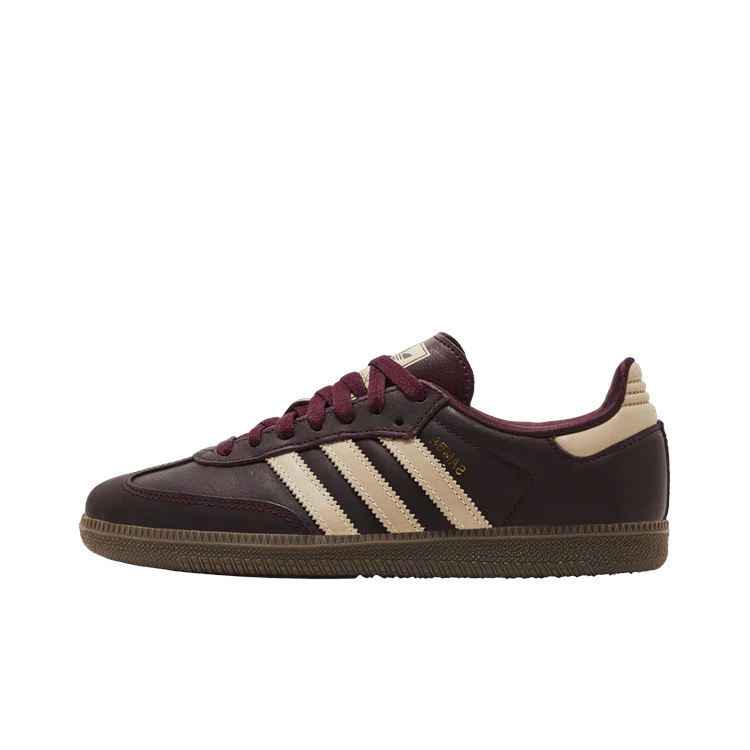 Adidas Samba OG Maroon Crystal Sand, Maroon/Crystal Sand/Gold Metallic Sneakers (IF7004)