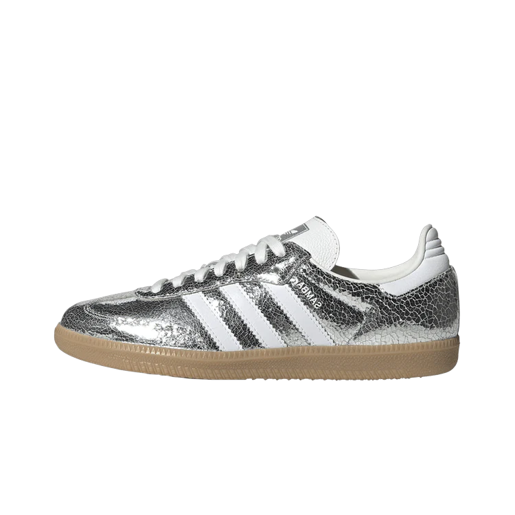 Adidas Samba OG Silver Metallic Cracked Leather, Silver Metallic/Footwear White/Core White (JR0035)