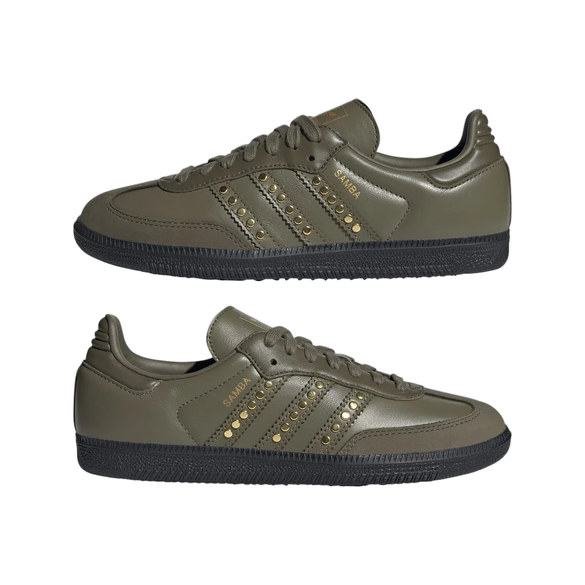 Adidas Samba OG Studded Stripes Dark Khaki Black