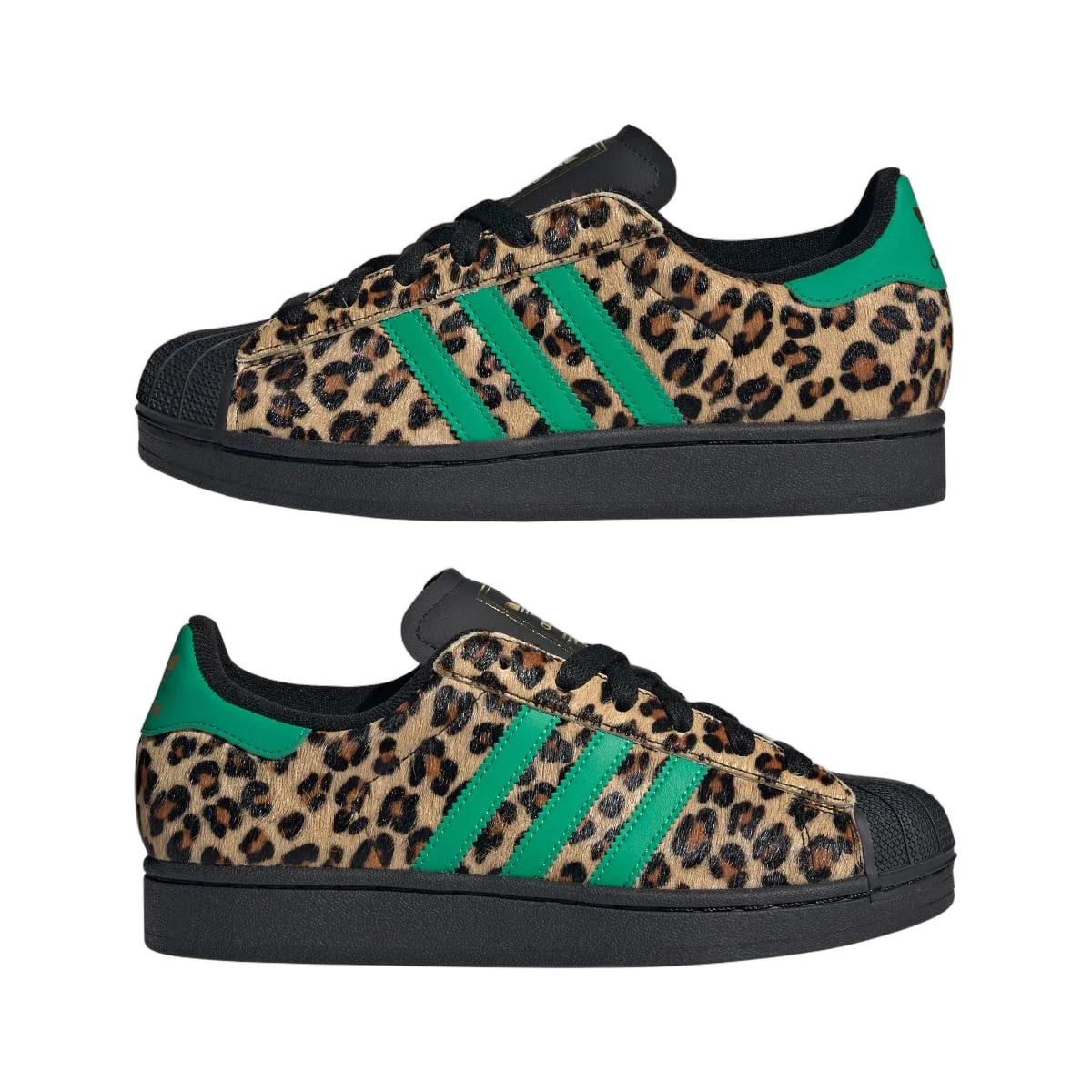 Adidas Superstar Black Green Leopard