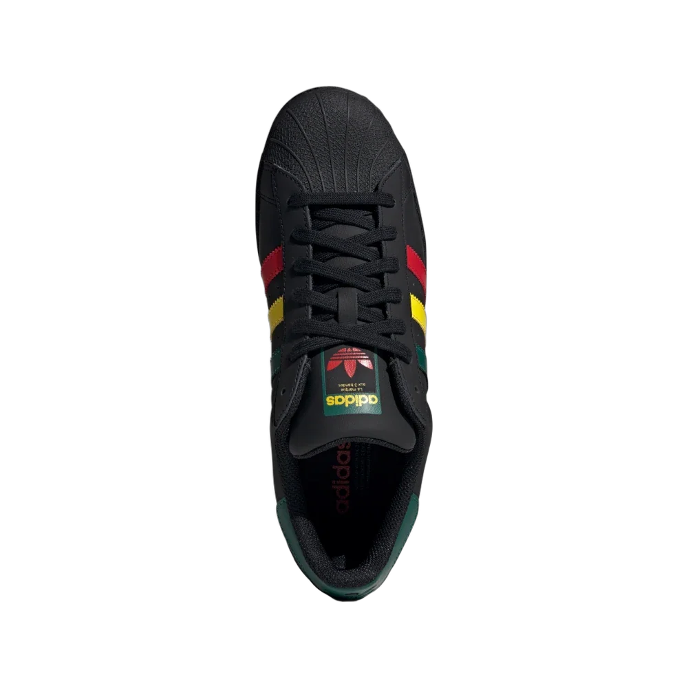 Adidas Superstar Rasta Black, Core Black/Yellow/Collegiate Green (IH3121)