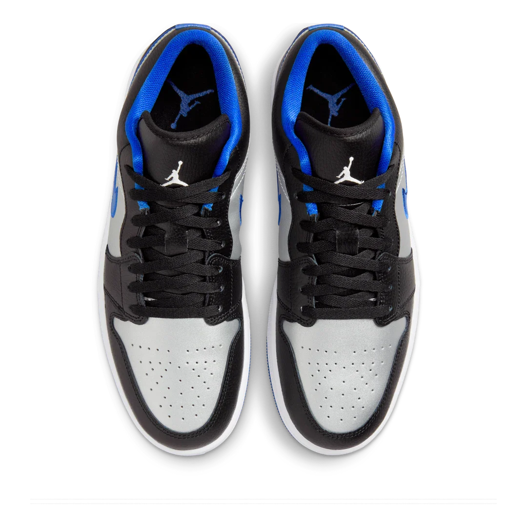 Air Jordan 1 Low Black Game Royal Metallic Platinum, Black/White-Game Royal-Metallic Platinum (553558-007)