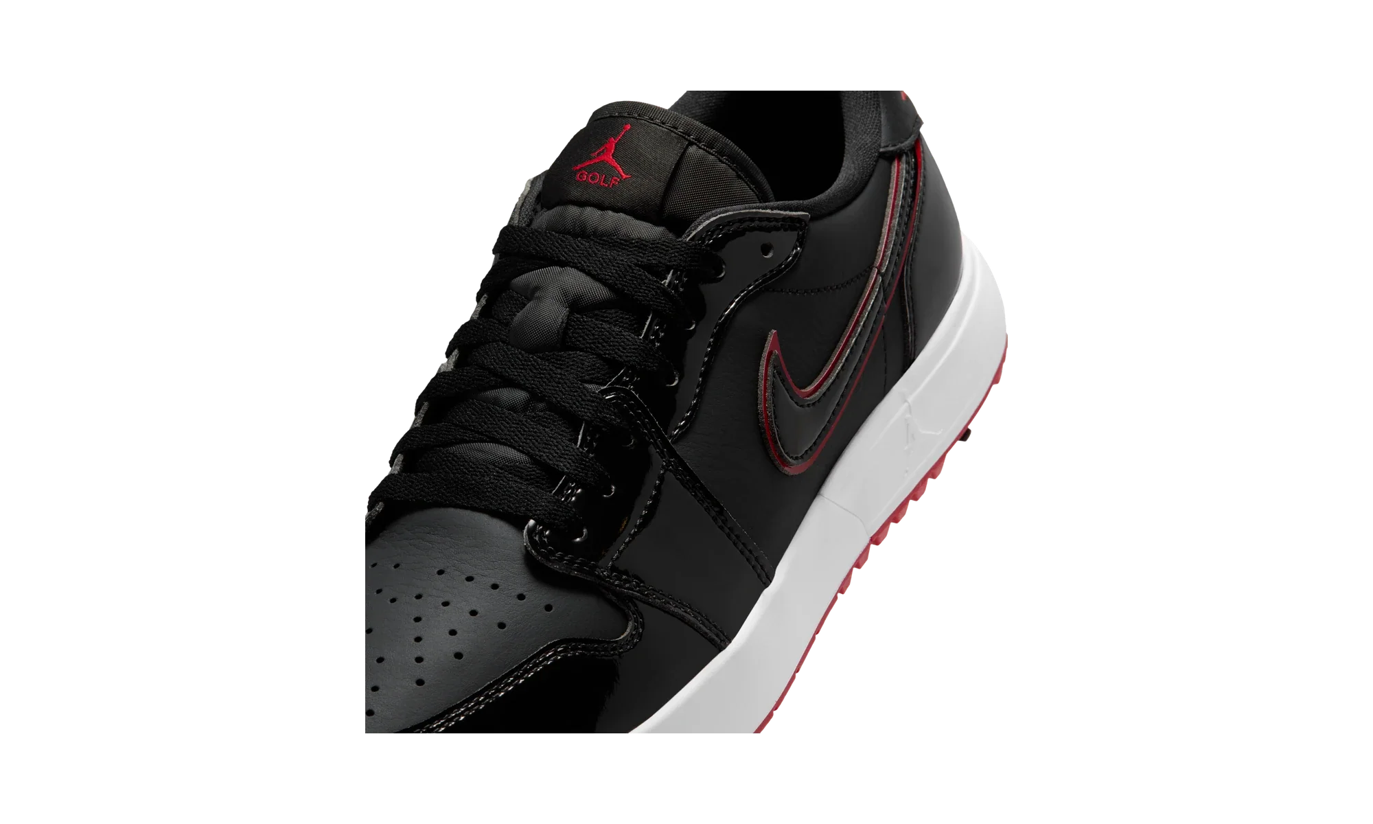 Air Jordan 1 Low Golf Spiked Bred Black Patent