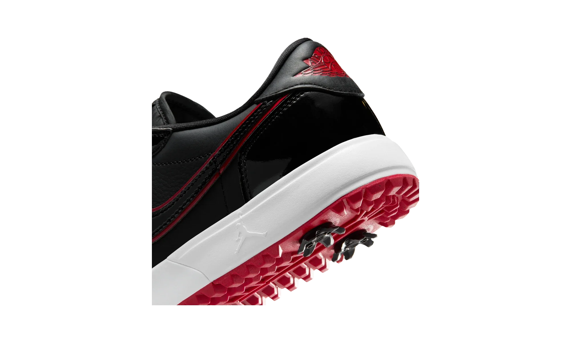 Air Jordan 1 Low Golf Spiked Bred Black Patent