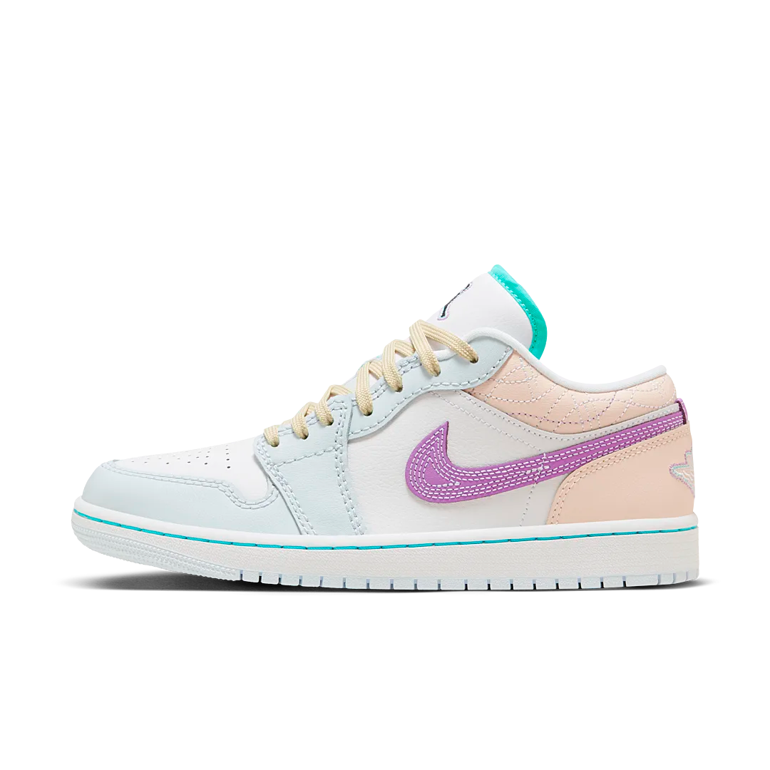 Air Jordan 1 Low Multi-Color Sashiko, White/White/Blue Tint/Rush Fuchsia (FV3623-151)