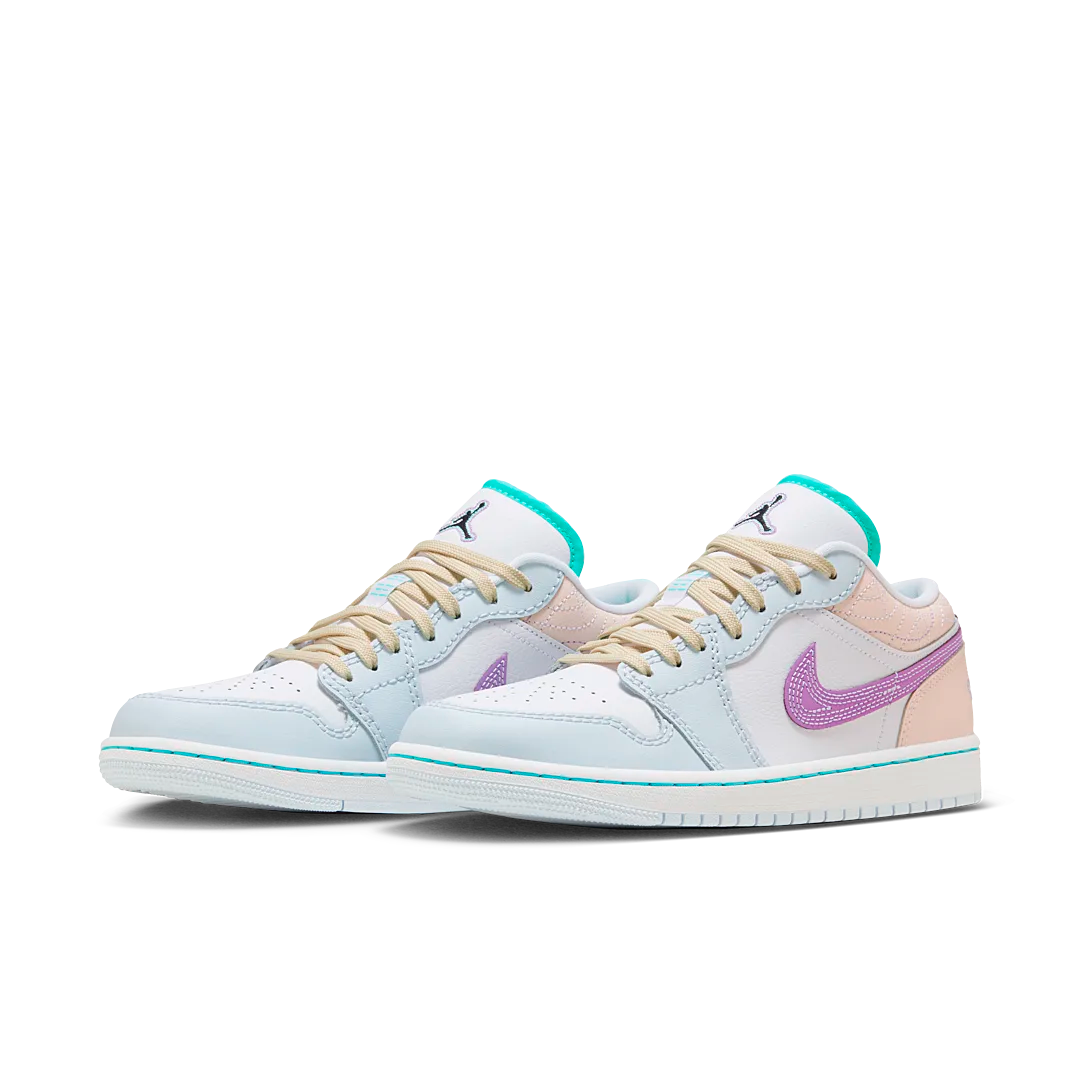 Air Jordan 1 Low Multi-Color Sashiko, White/White/Blue Tint/Rush Fuchsia (FV3623-151)