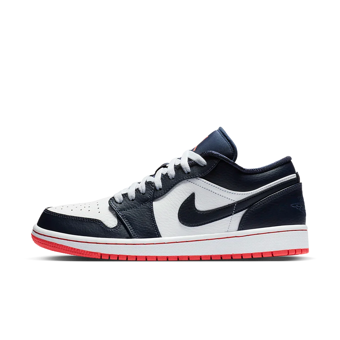 Air Jordan 1 basse coloris obsidienne/rouge braise, Obsidian/Ember Glow-White (553558-481)