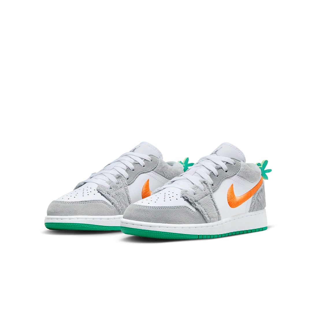 Air Jordan 1 Low SE Rabbit, Light Smoke Grey/Total Orange-White-Stadium Green (DZ6333-083)