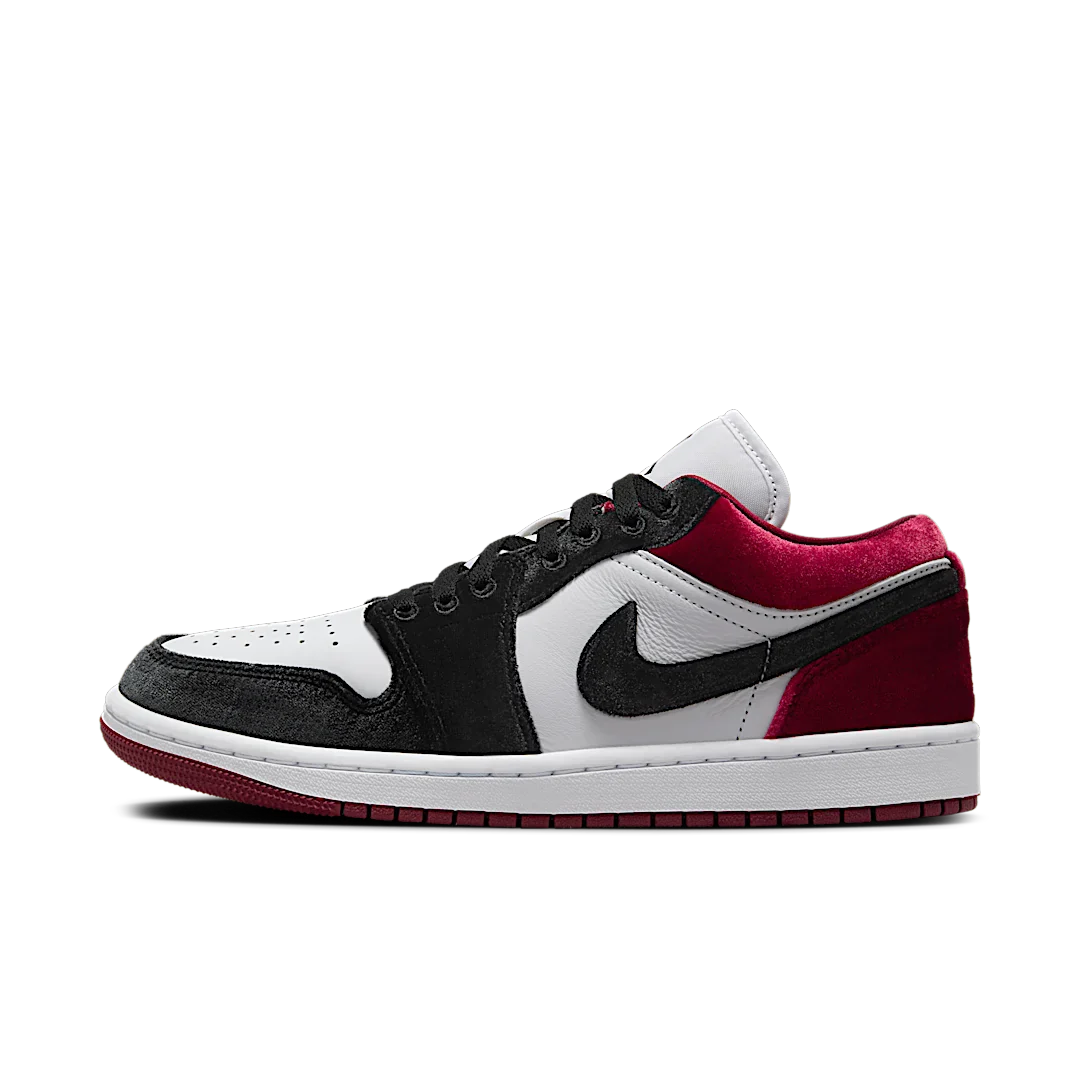 Air Jordan 1 Low SE Velvet Black Toe, Black/White/Team Red/Black (FZ3242-001)