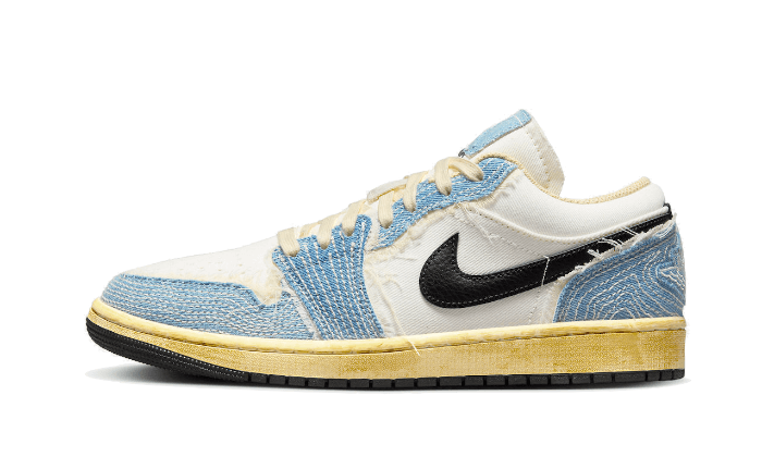 Air Jordan 1 Low SE WRMK Sashiko Denim, Ashen Slate/Black/Pale Ivory/Sesame (FN7670-493)