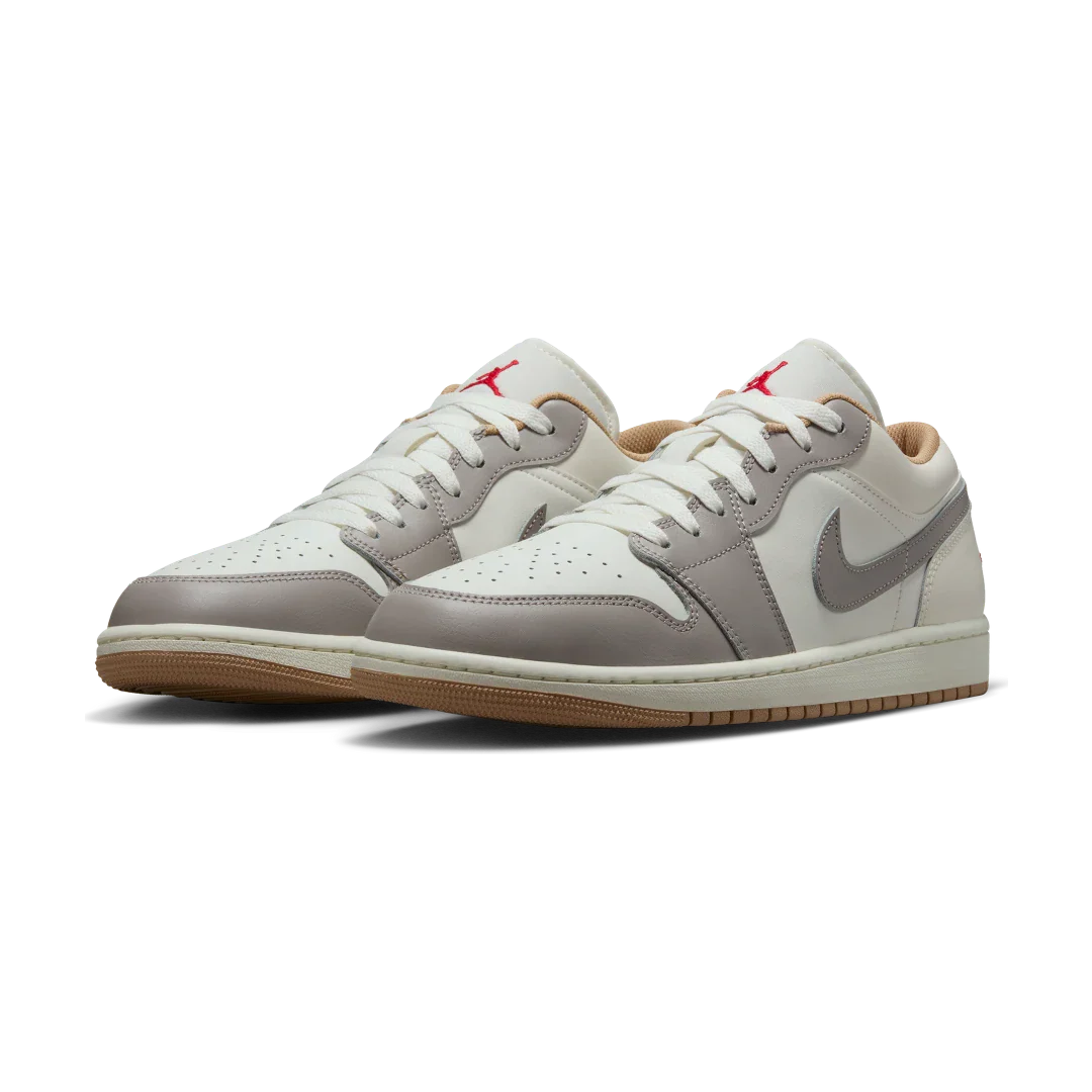 Air Jordan 1 Low Sail College Grey Rattan, Sail/College Grey/Hemp/Fire Red (553558-169)
