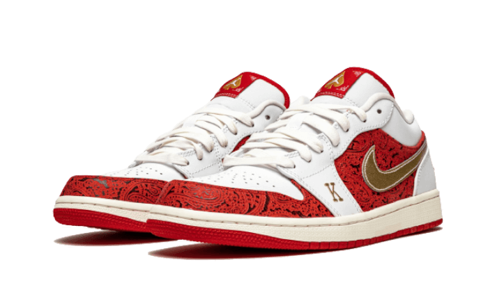 Air Jordan 1 Low Spades, White/Metallic Gold-University Red-Sail (DJ5185-100 / DJ5186-100)