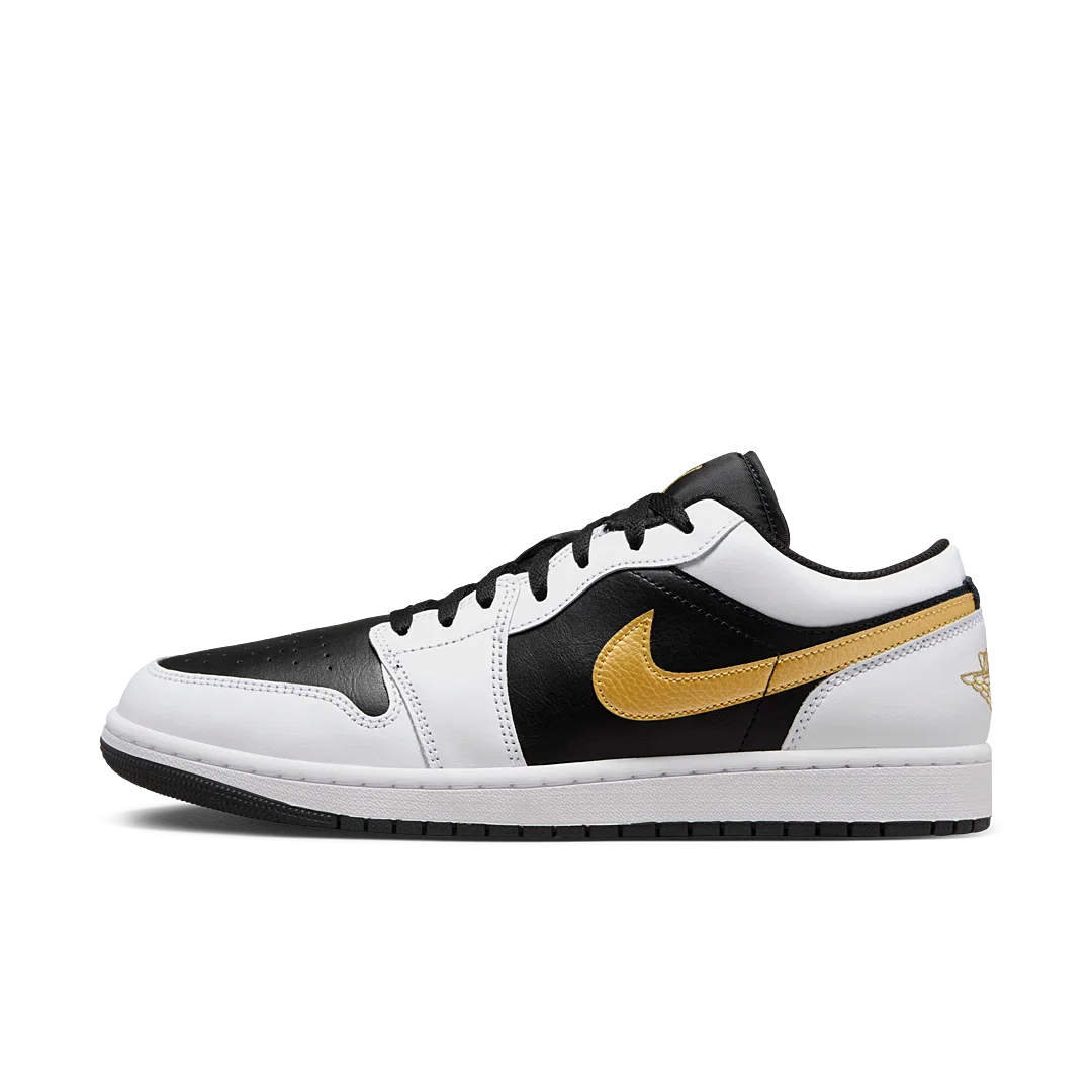 Air Jordan 1 Low White Black Metallic Gold Swoosh, White/Black/Metallic Gold (553558-172)