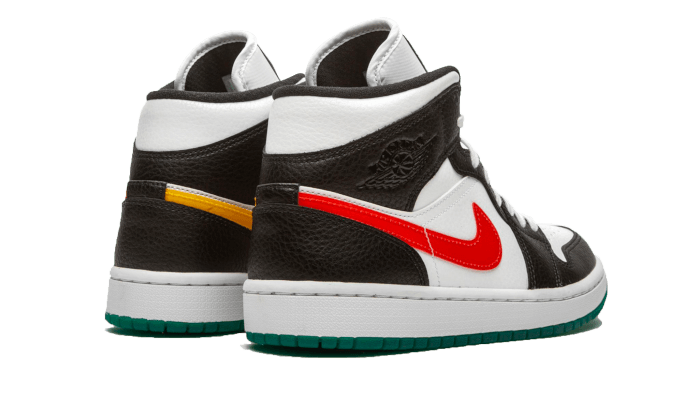 Air Jordan 1 Mid Alternate Swooshes Red Yellow, Black/University Red-White-Lucid Green (BQ6472-063)