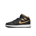 Air Jordan 1 Mid Black Metallic Gold Swoosh
