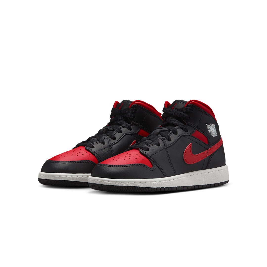 Air Jordan 1 Mid Black Summit White Varsity Red