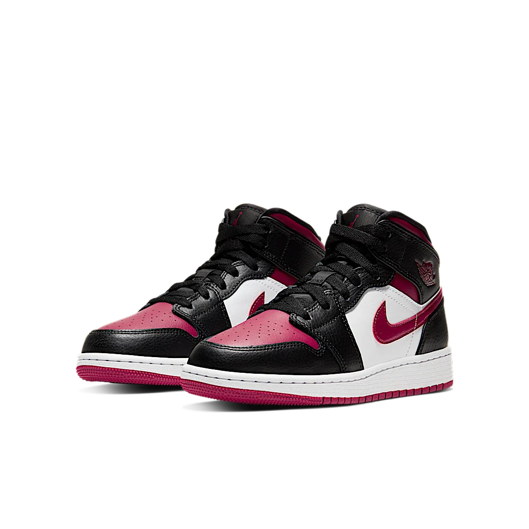 Air Jordan 1 Mid Bred Toe, Black/Noble Red-White (554725-066)