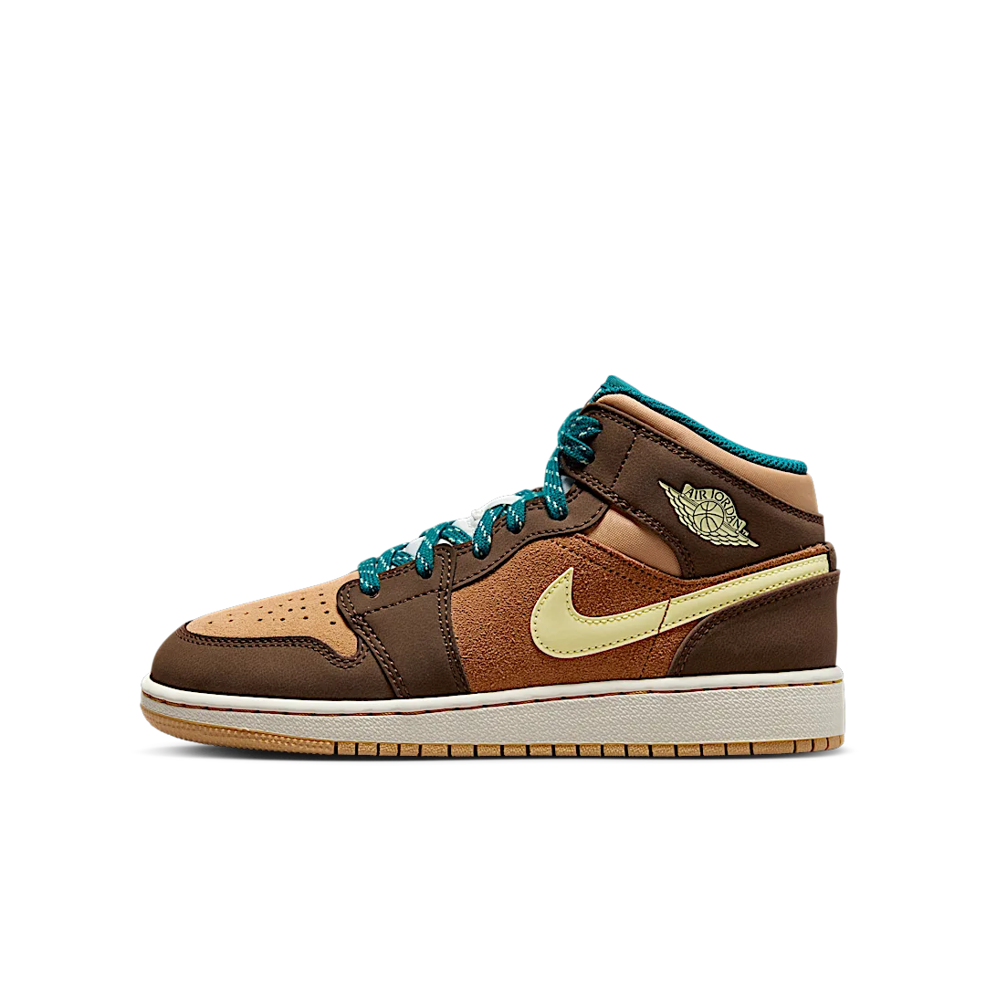 Air Jordan 1 Mid Cacao Wow, Cacao Wow/Luminous Green-Ale Brown-Twine-Sail-Geode Teal (DZ6335-200)