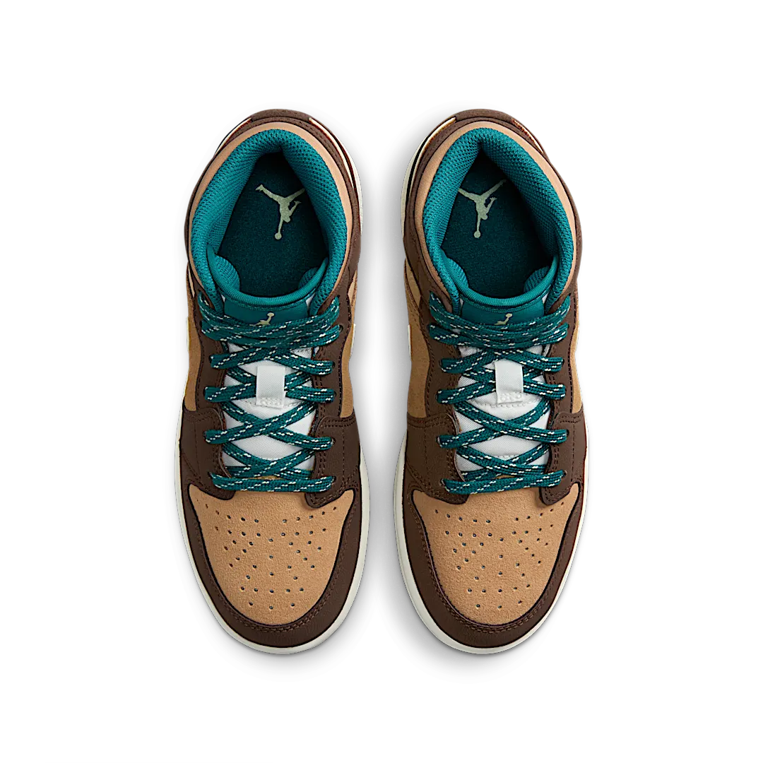 Air Jordan 1 Mid Cacao Wow, Cacao Wow/Luminous Green-Ale Brown-Twine-Sail-Geode Teal (DZ6335-200)