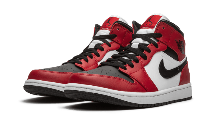 Air Jordan 1 Mid Chicago Toe, Black/Gym Red-White (554724-069 / 554725-069)