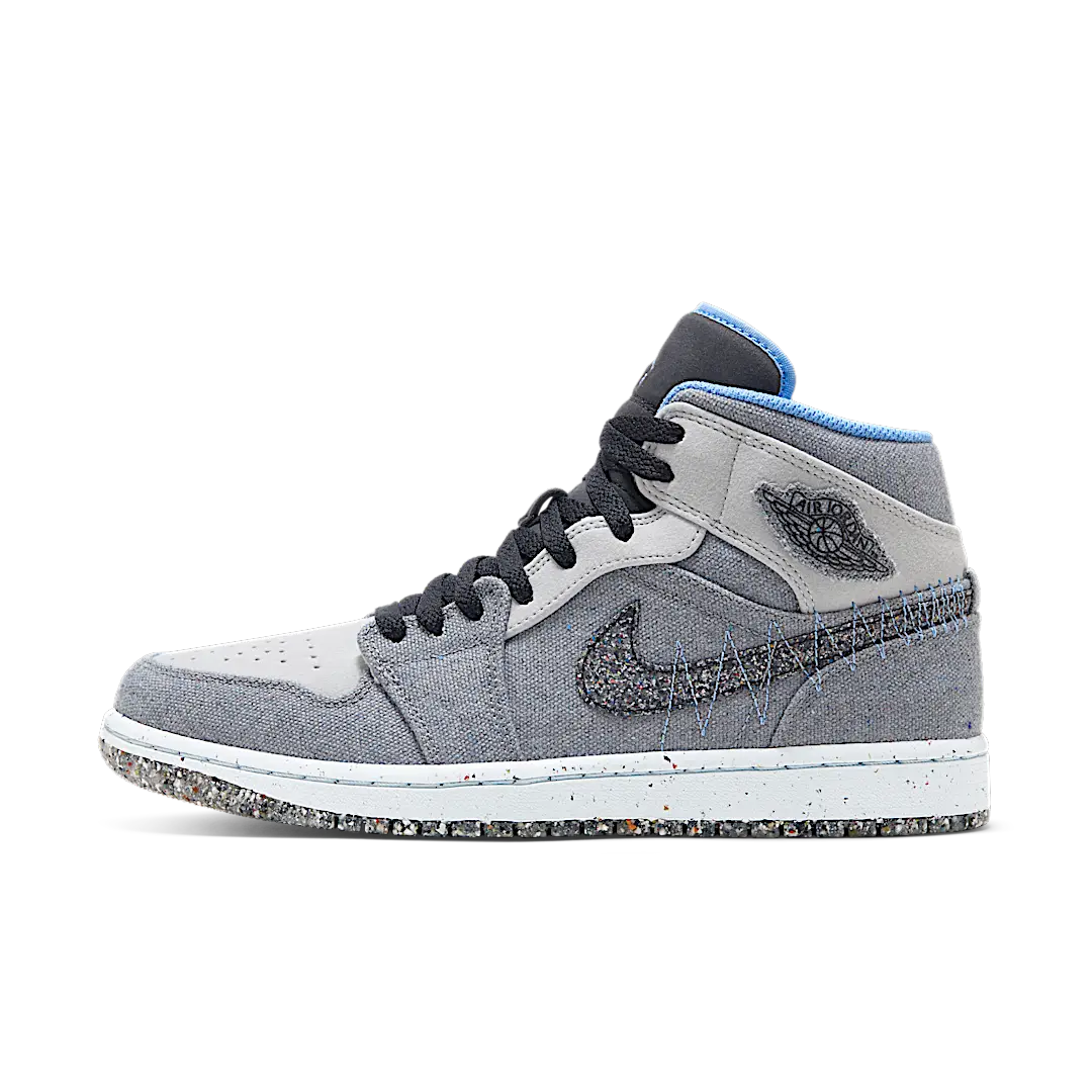 Air Jordan 1 Mid Crater Grey University Blue, Grey/Neutral Grey/University Blue/Black (DM3529-004)