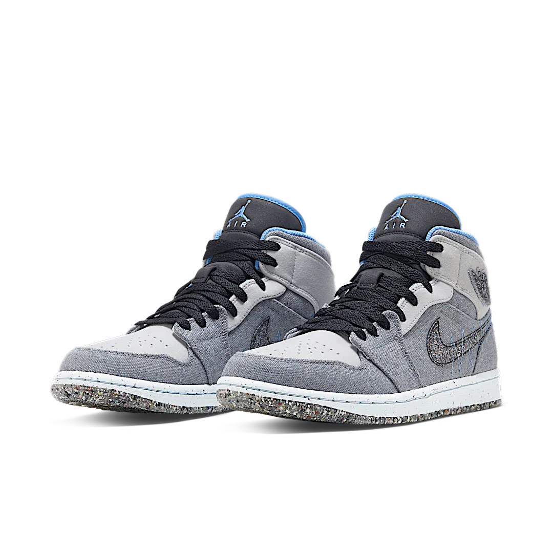 Air Jordan 1 Mid Crater Grey University Blue, Grey/Neutral Grey/University Blue/Black (DM3529-004)