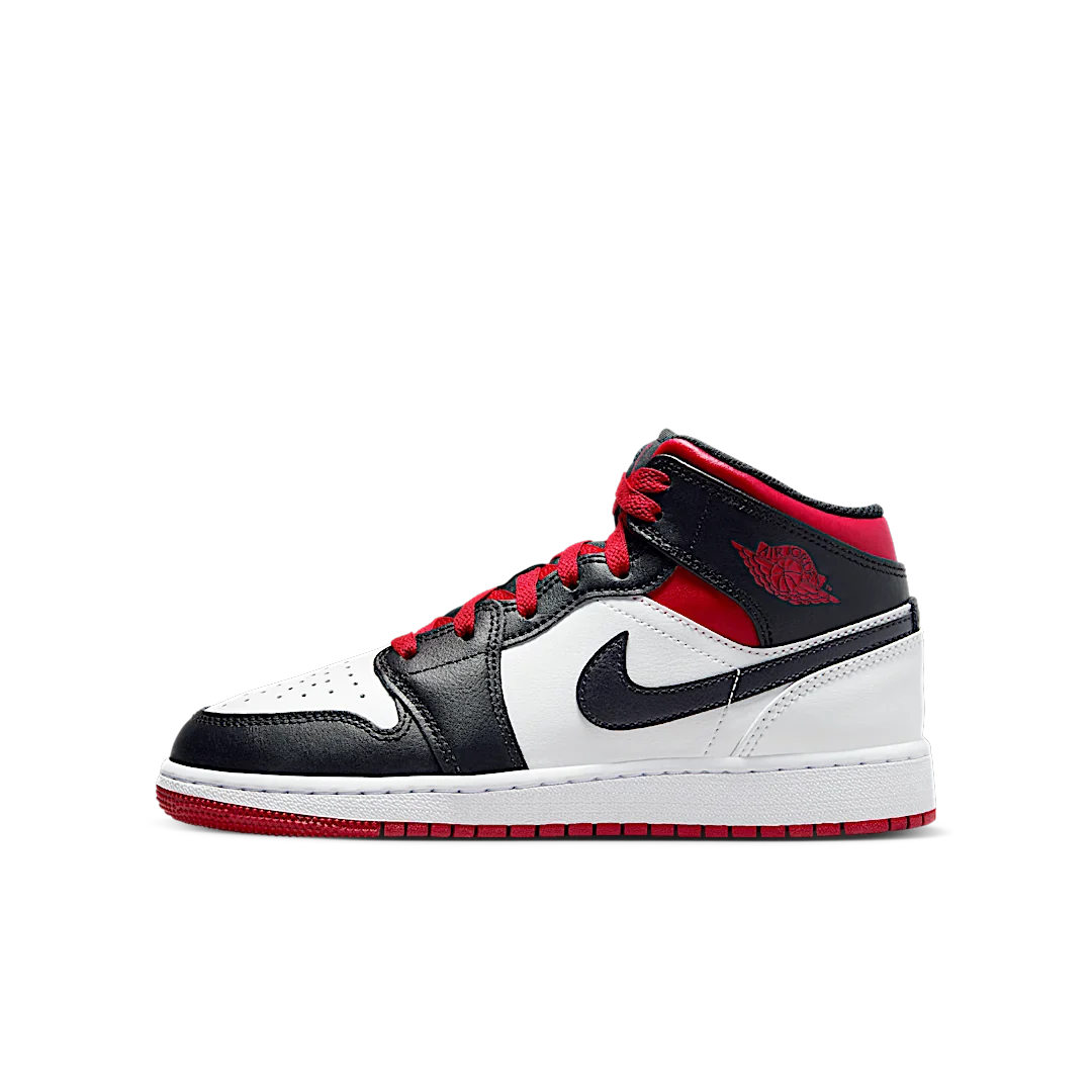 Air Jordan 1 Mid Gym Red Black Toe, White/Gym Red/Black (DQ8423-106)