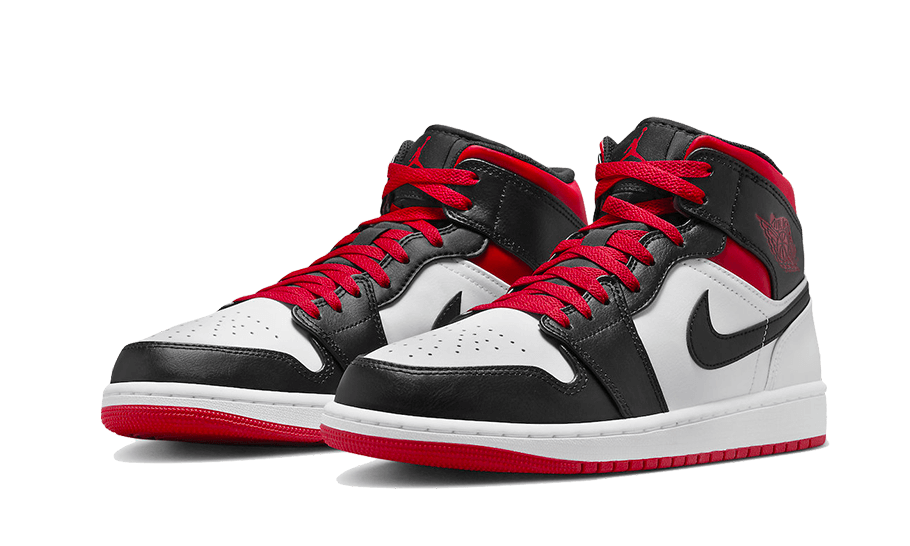 Air Jordan 1 Mid Gym Red Black Toe, White/Black-Gym Red (DQ8426-106 / DQ8423-106)