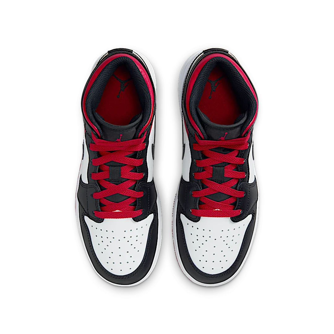 Air Jordan 1 Mid Gym Red Black Toe, White/Gym Red/Black (DQ8423-106)