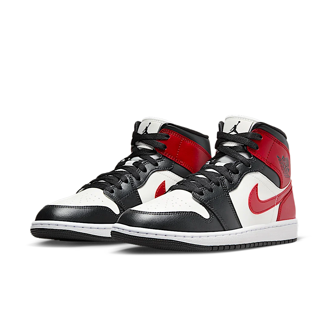 Air Jordan 1 Mid Gym Red Off Noir, Sail/Off Noir/White/Gym Red (BQ6472-160)