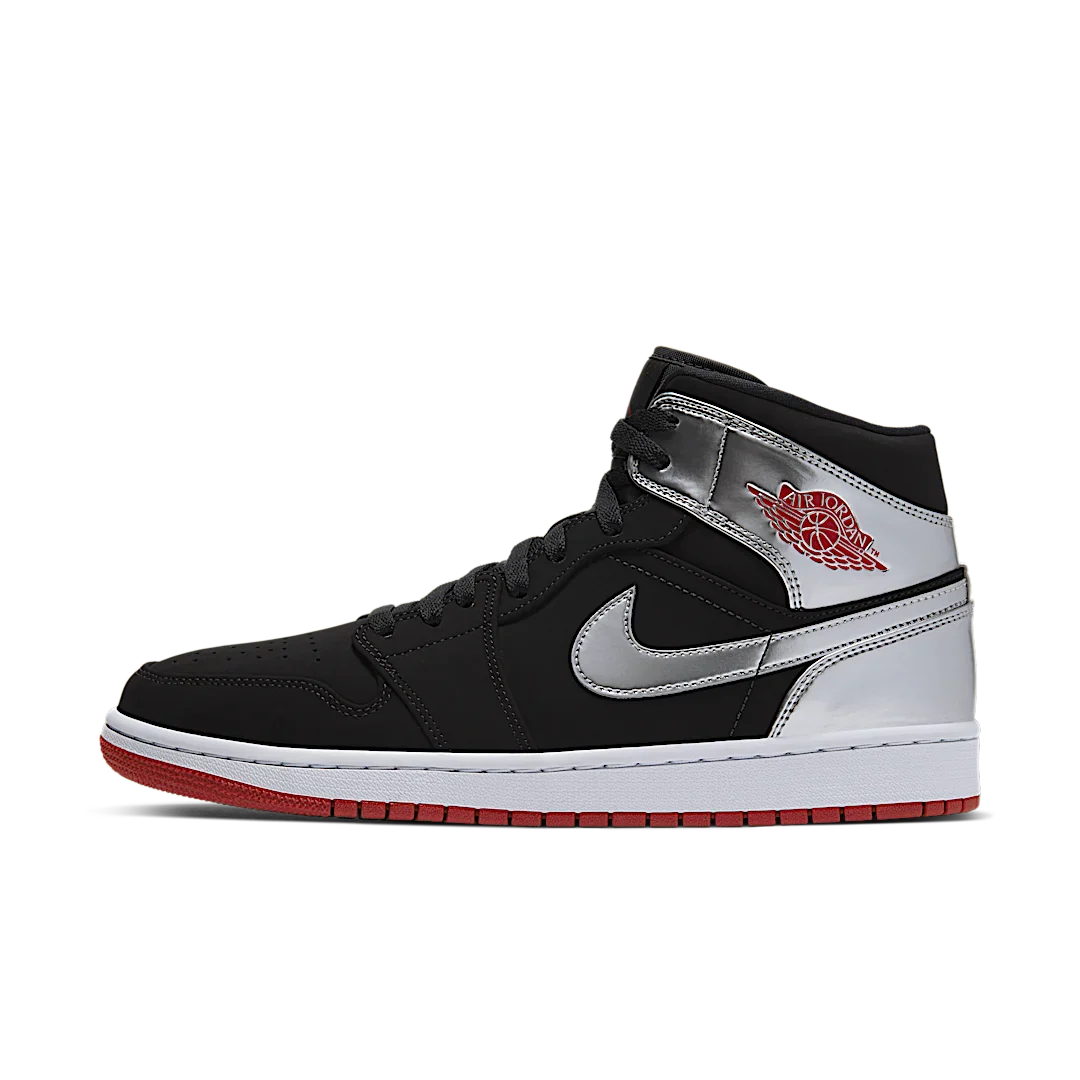 Air Jordan 1 Mid Johnny Kilroy, Black/Gym Red-Metallic Silver (554724-057)