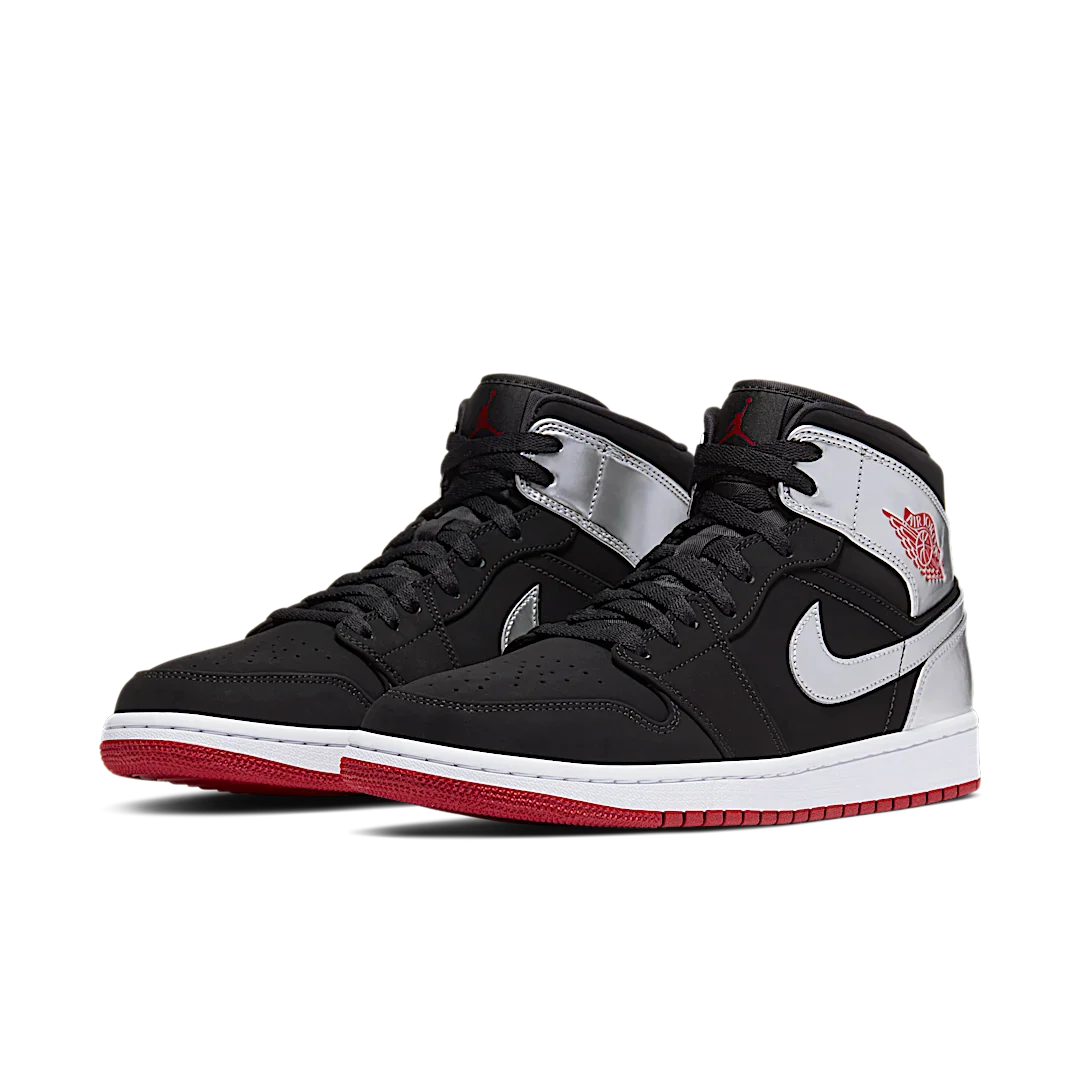 Air Jordan 1 Mid Johnny Kilroy, Black/Gym Red-Metallic Silver (554724-057)