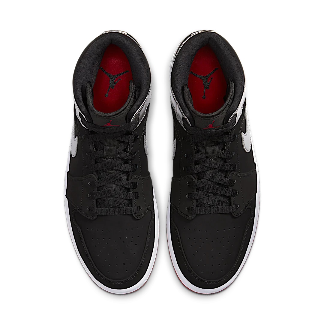 Air Jordan 1 Mid Johnny Kilroy, Black/Gym Red-Metallic Silver (554724-057)