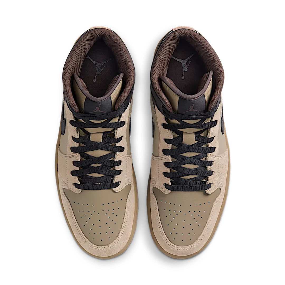 Air Jordan 1 Mid Khaki Baroque Brown, Khaki/Black/Baroque Brown/Gum (HV6422-200)
