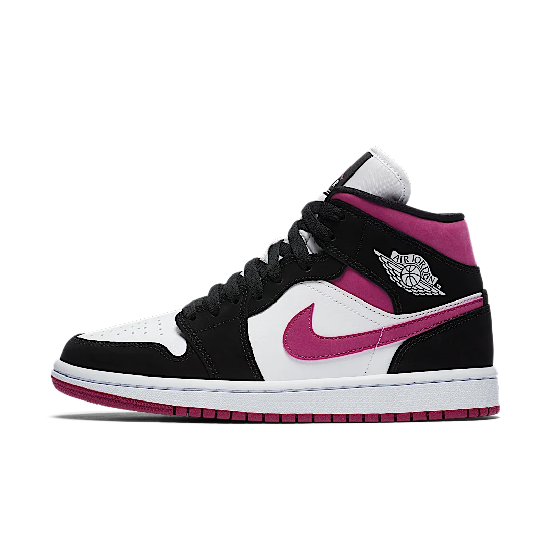 Air Jordan 1 Mid Magenta, Black/Cactus Flower-White (BQ6472-005)