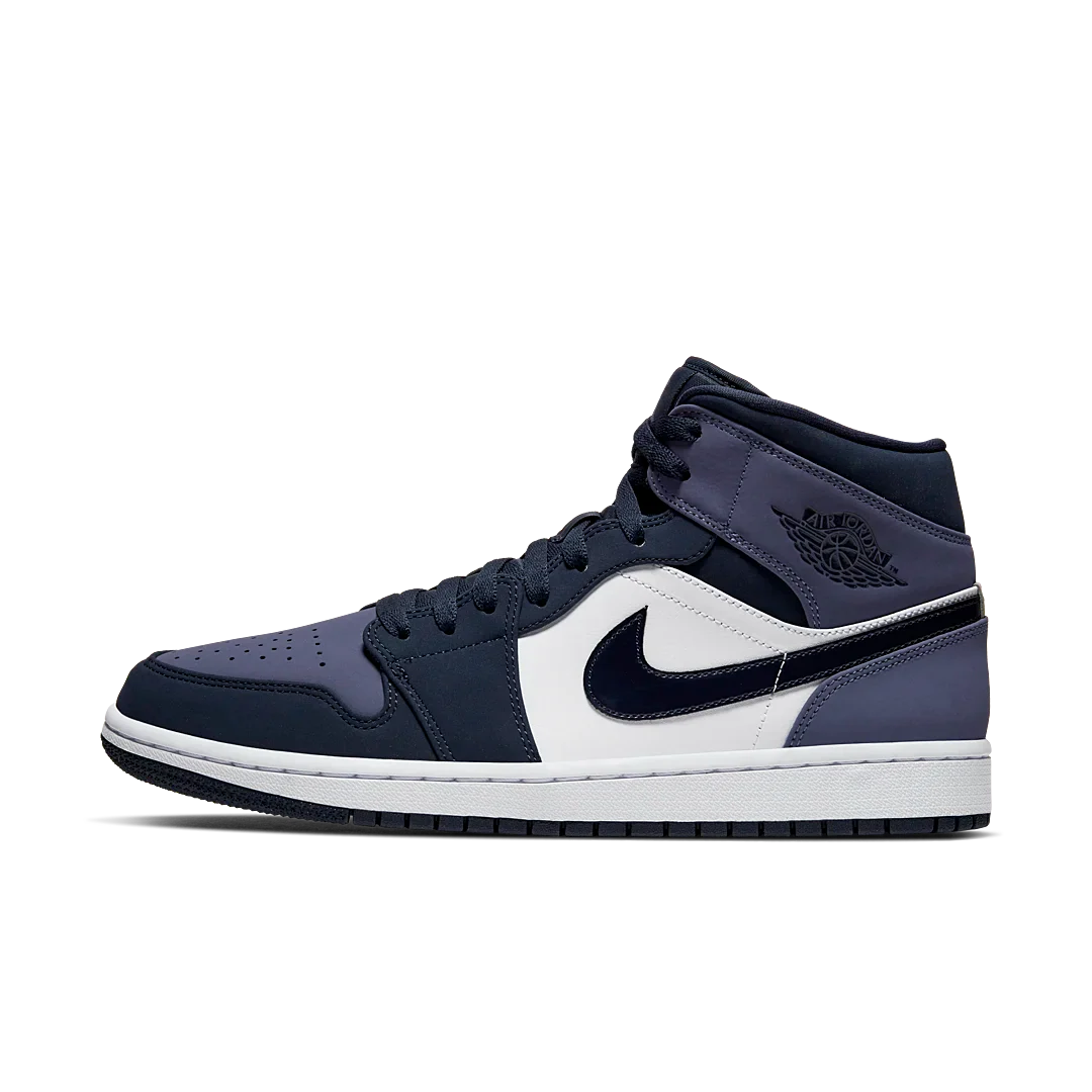 Air Jordan 1 Mid Obsidian Sanded Purple, Obsidian/Sanded Purple-White (554724-445)